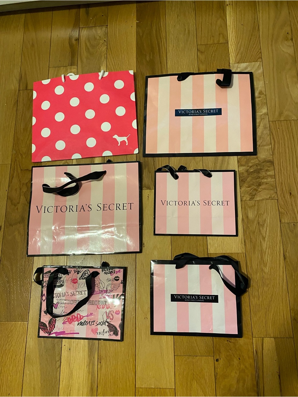 Victoria's Secret Pink and Cream Striped Tote Collection
